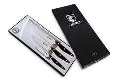 Elegant pressed wood handles on the Coimbra Series Knife Set